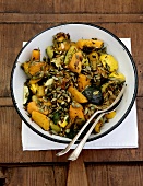 Roasted winter squash with pumpkin seeds and thyme