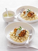 Chicken tikka with couscous and minted yoghurt sauce