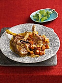 Lamb chops with caramelised pumpkin