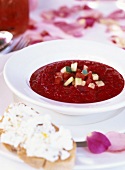 Beetroot soup with diced courgette