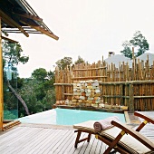 Wooden deck with pool