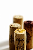 Four corks with potassium bitartrate