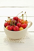 A cup of fresh cherries