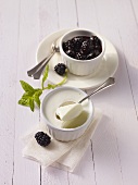 Buttermilk mousse with blackberry jelly