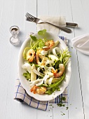 Asparagus salad with giant prawns