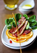 Roast duck breast with oranges and lamb's lettuce