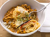 Spicy spaghetti with veal ragout