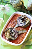 Baked artichokes with tomato sauce