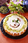 Apricot cake with pistachios
