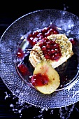 Baked Camembert with pear and cranberry sauce