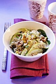 Rice salad with pear and nuts