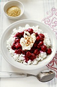 Rice with cherries and cream
