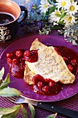 Bass fillets with cranberry sauce