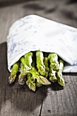 Green asparagus wrapped in a cloth