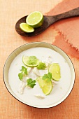Chicken soup with coconut milk and lime