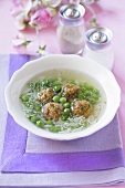 Pea soup with rice and meatballs (France)
