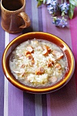 Beer soup with sauerkraut and sausage