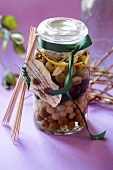 Pickled olives and silverskin onions to give as a gift