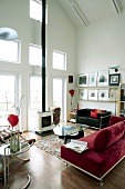 A sitting room in a loft flat