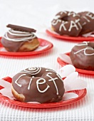Doughnuts with chocolate icing
