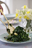 Spinach with butter for Easter