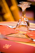 Glasses on cafe table