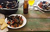 Mussels and tomatoes in beer sauce