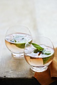 Pink gin (Gin and bitters) with mint