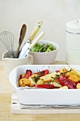 Roasted vegetables in baking dish