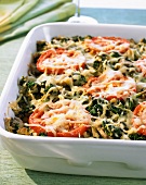 Spinach lasagne with tofu and mushrooms