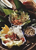 Papaya salad (Yam Ma La Kaw), beef salad (Nua Pad Prik)