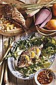 Grilled fish with dip (Trey Aing)