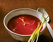 Beetroot soup with wasabi and lemon