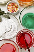 Ingredients for decorating Christmas biscuits