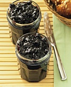 Blueberry jam in jars