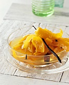 Pumpkin compote with white wine in a small glass bowl