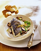 Fish fillet with mushrooms and spices