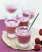 Raspberry margarita cream in schnapps glasses