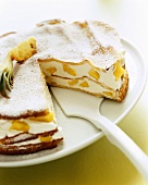Yoghurt and pineapple layer cake, a piece taken