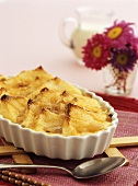 Sweet bread pudding with honey