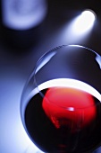 A glass of red wine, close-up