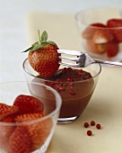 Spiced chocolate fondue with strawberries