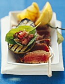 Tuna with grilled avocado