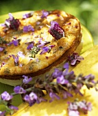 Quiche with edible flowers