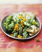 Vegetables with mung bean sauce (Ayurvedic cuisine)