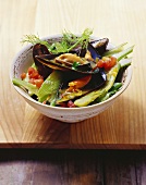 Saffron mussels with roasted fennel