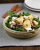 Potato salad with oyster mushrooms and rocket