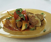 Buckwheat dumplings with tomatoes and fennel