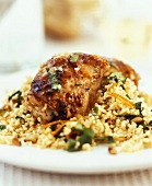 Roast chicken on couscous