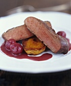 Fried duck breast with cherries (France)